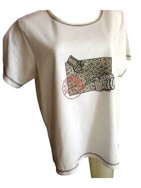 Vintage 1990s Womens African T-shirt XL Postmark Wildlife Kenneth,Too Top Padded